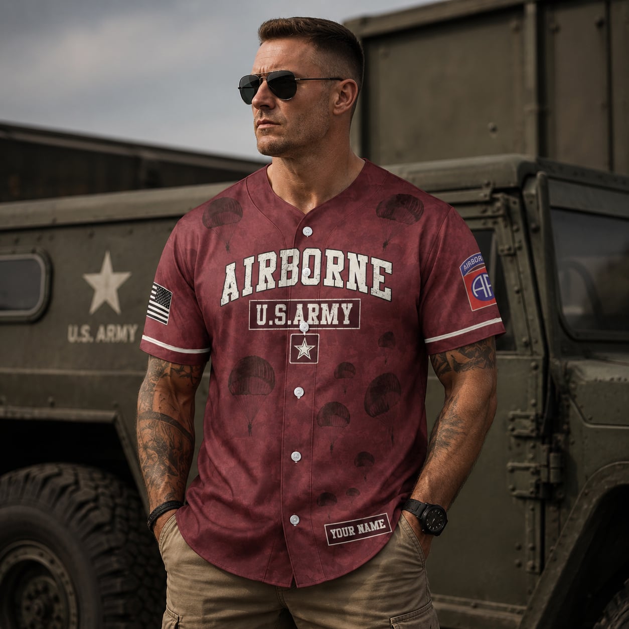 Custom Name & Number U.S Army 82nd Airborne Division Baseball Jersey