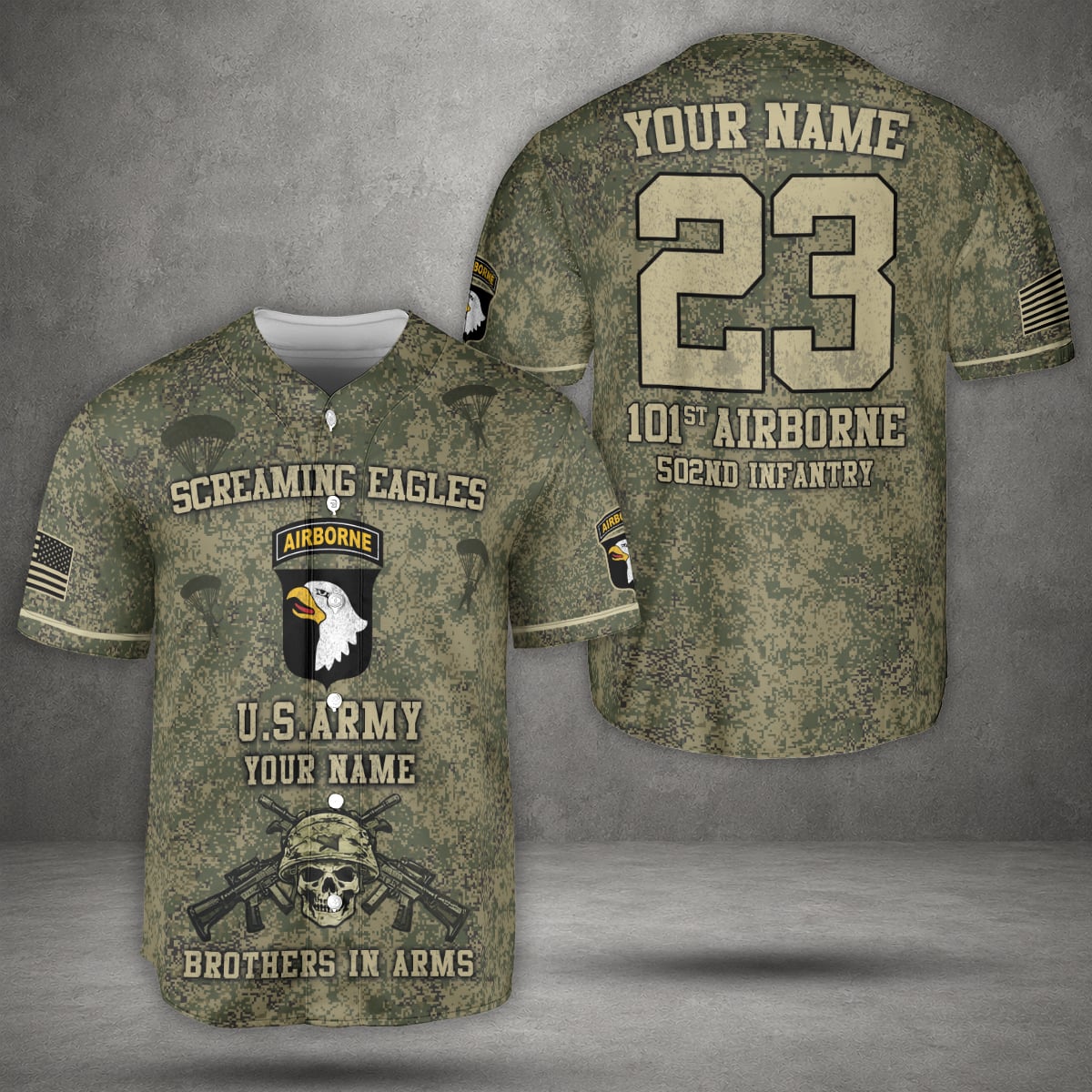 Custom Name & Number U.S Army 101st Airborne Division Baseball Jersey