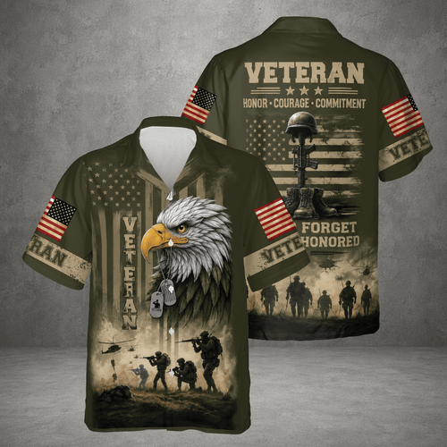 US Veteran Lest We Forget Patriotic Hawaiian Shirt