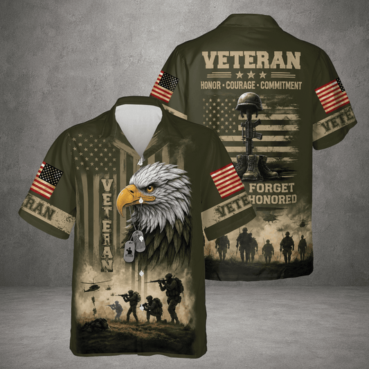 US Veteran Lest We Forget Patriotic Hawaiian Shirt