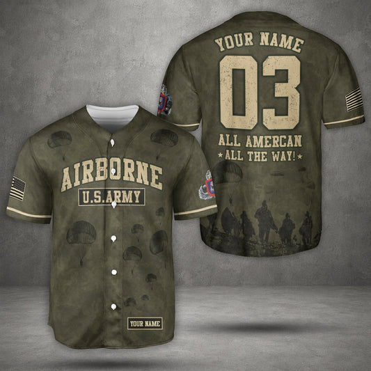 Custom Name & Number 3rd Brigade Combat Team, 82nd Airborne Division Baseball Jersey