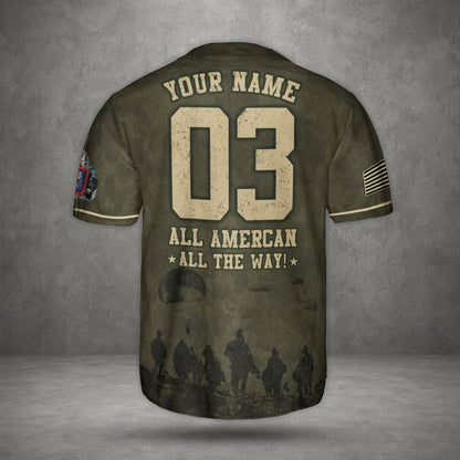 Custom Name & Number 3rd Brigade Combat Team, 82nd Airborne Division Baseball Jersey