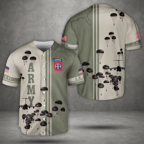 US Army Paratroopers With The 82nd Airborne Division Parachute Baseball Jersey