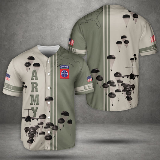 US Army Paratroopers With The 82nd Airborne Division Parachute Baseball Jersey