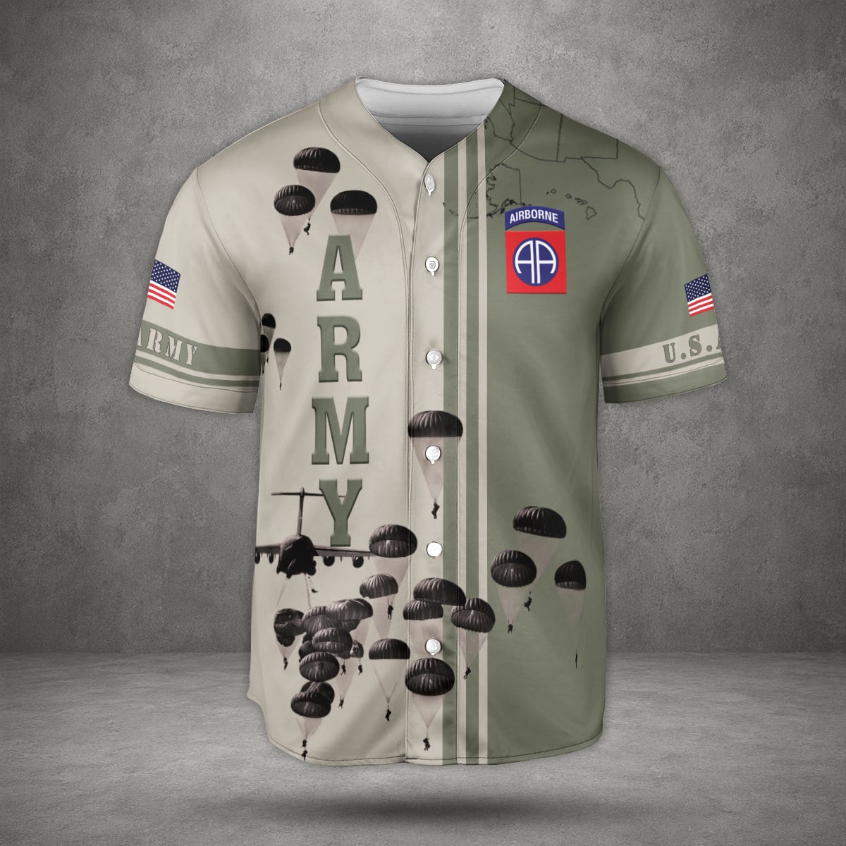 US Army Paratroopers With The 82nd Airborne Division Parachute Baseball Jersey