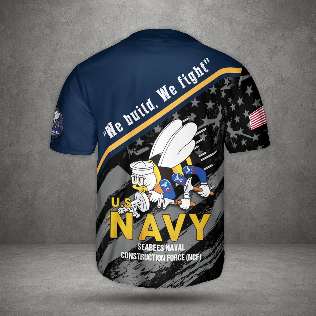 Custom Name US Navy SEABEES Naval Construction Force (NCF) Baseball Jersey