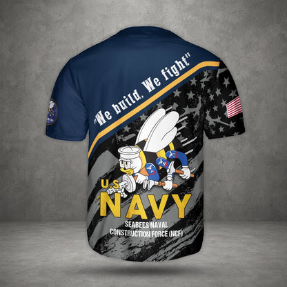 Custom Name US Navy SEABEES Naval Construction Force (NCF) Baseball Jersey