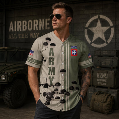 US Army Paratroopers With The 82nd Airborne Division Parachute Baseball Jersey