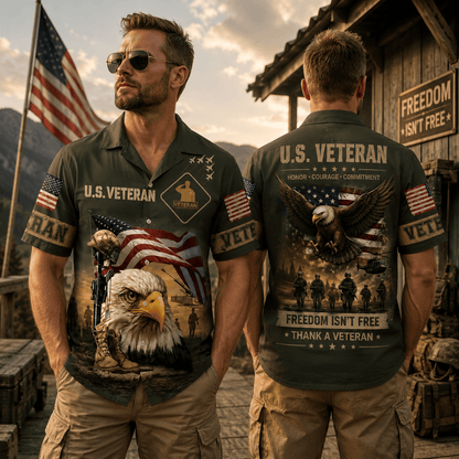 American Veteran Remembrance Day Patriotic Hawaiian Shirt