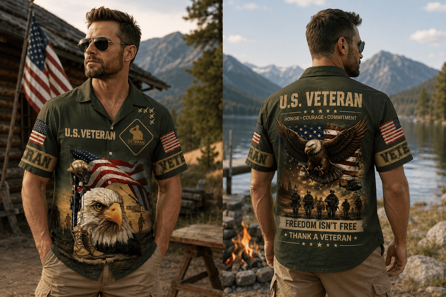American Veteran Remembrance Day Patriotic Hawaiian Shirt