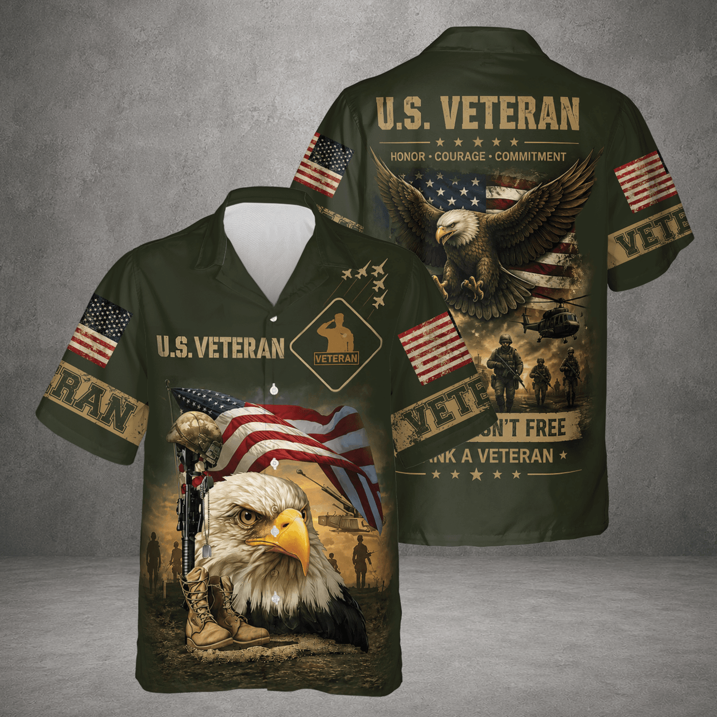 American Veteran Remembrance Day Patriotic Hawaiian Shirt