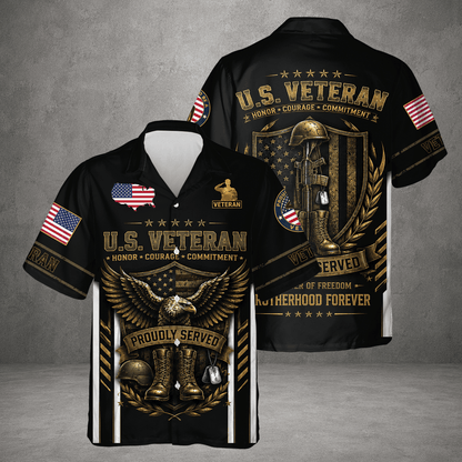 Patriotic Eagle Veteran Military Hawaiian Shirt