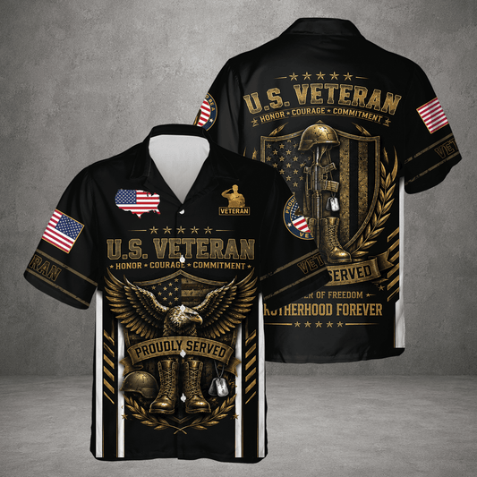 Patriotic Eagle Veteran Military Hawaiian Shirt