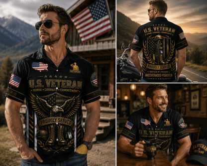 Patriotic Eagle Veteran Military Hawaiian Shirt