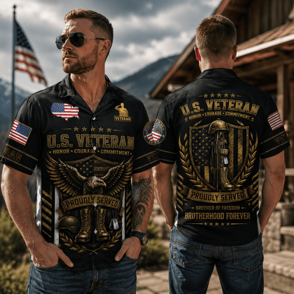 Patriotic Eagle Veteran Military Hawaiian Shirt