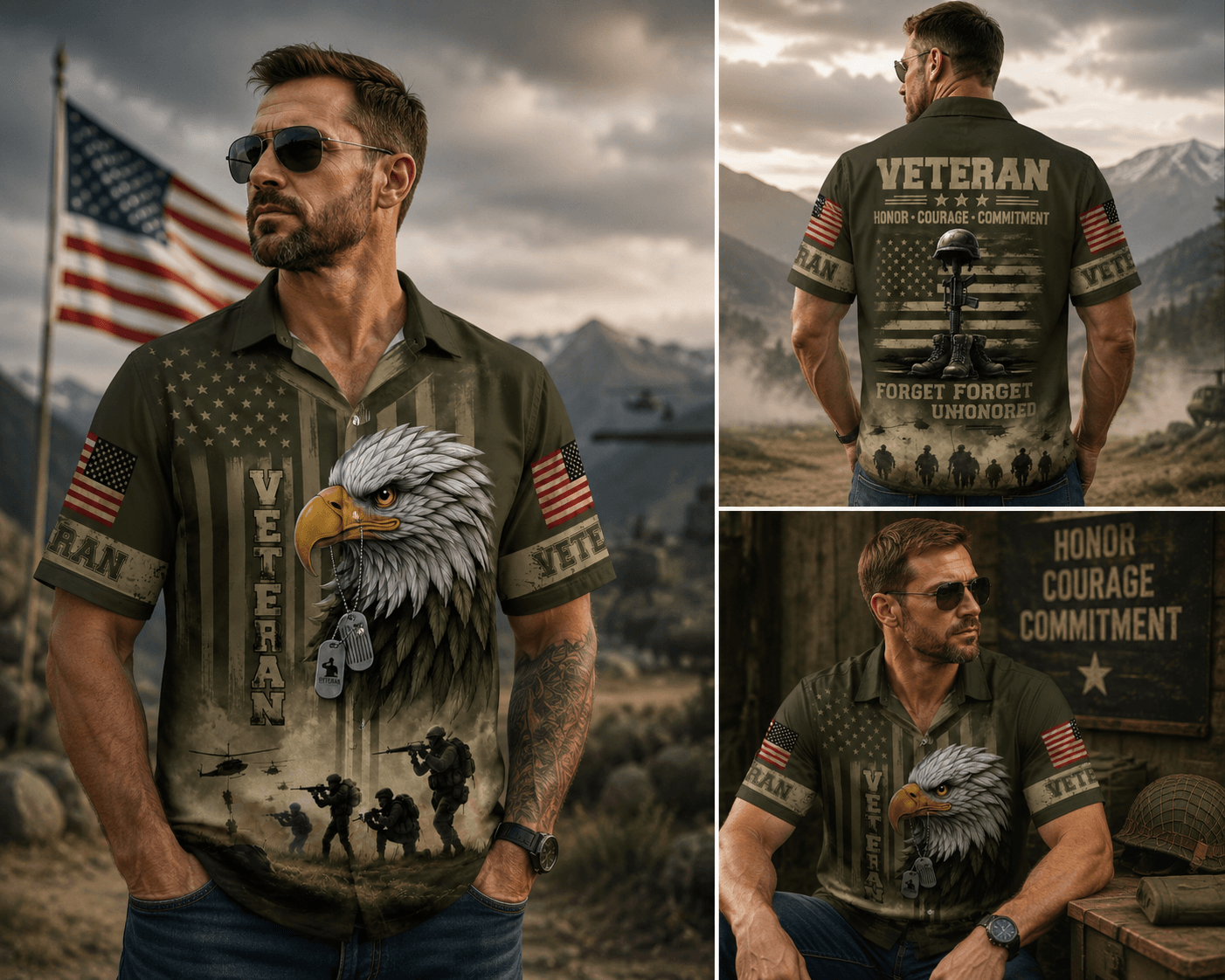 US Veteran Lest We Forget Patriotic Hawaiian Shirt