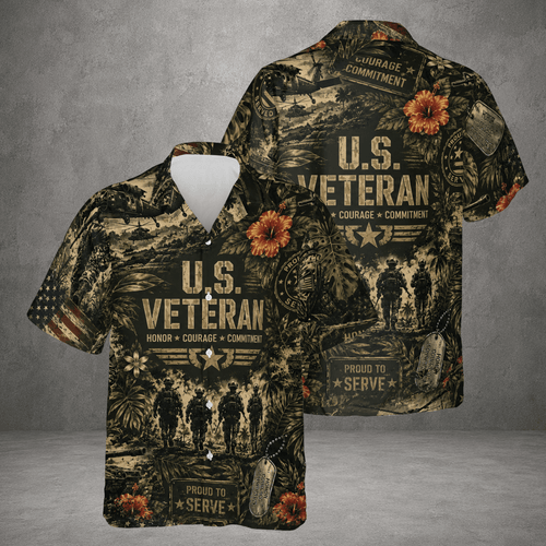 US Veteran Patriotic Hawaiian Shirt, American Military Memorial Aloha Top