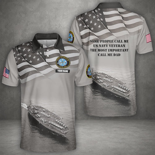 Custom Name US Navy USS Nimitz (CVN-68) Veteran Polo Shirt