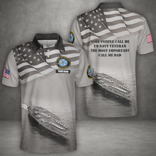Custom Name US Navy USS Nimitz (CVN-68) Veteran Polo Shirt