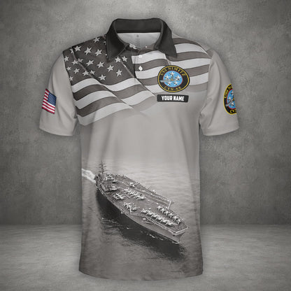 Custom Name US Navy USS Nimitz (CVN-68) Veteran Polo Shirt