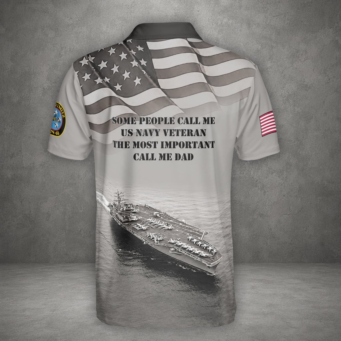 Custom Name US Navy USS Nimitz (CVN-68) Veteran Polo Shirt