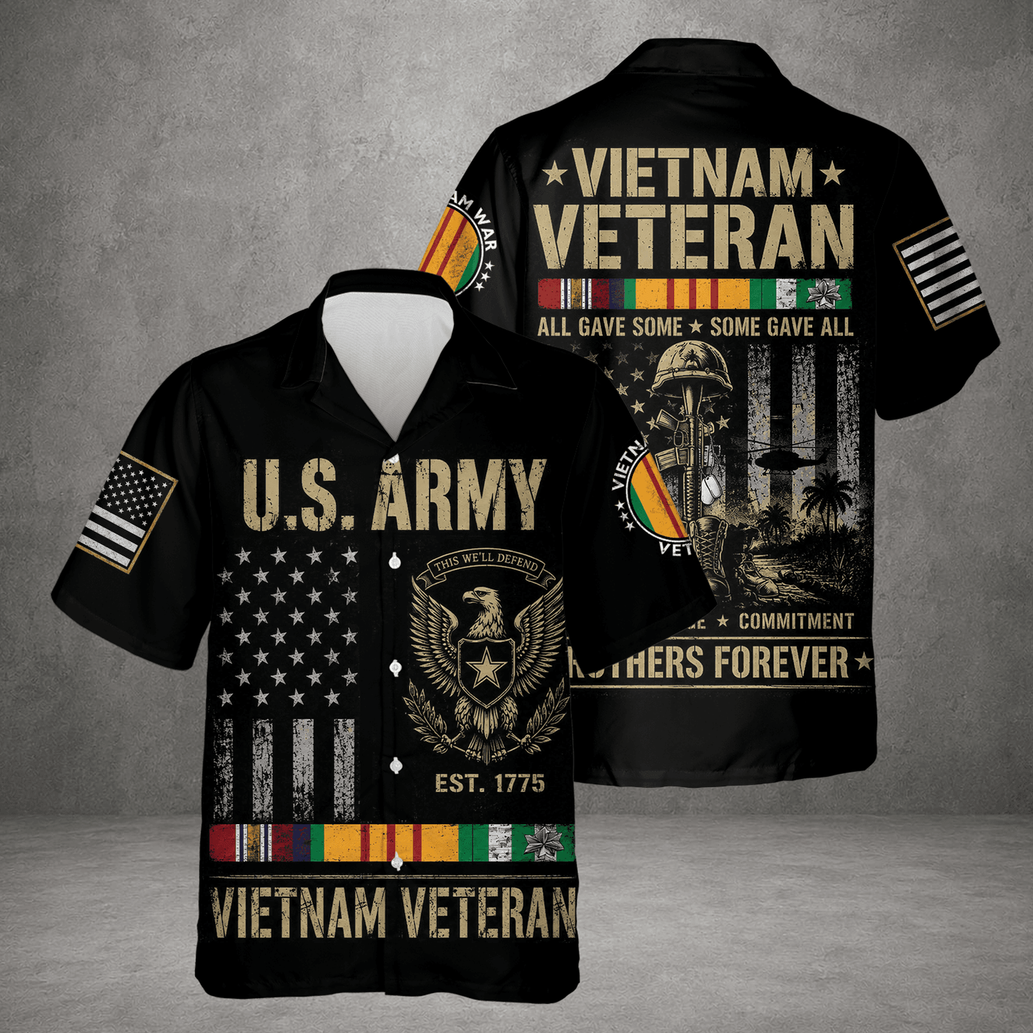 US Army Vietnam Veteran Hawaiian Shirt, Patriotic Military Aloha Shirt