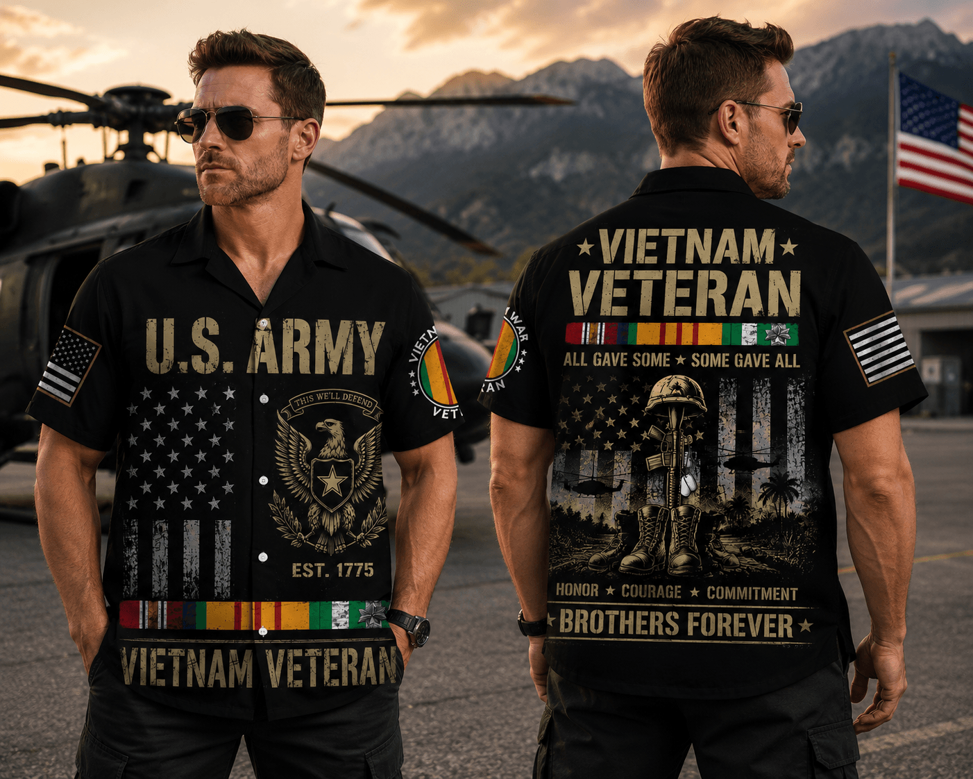 US Army Vietnam Veteran Hawaiian Shirt, Patriotic Military Aloha Shirt