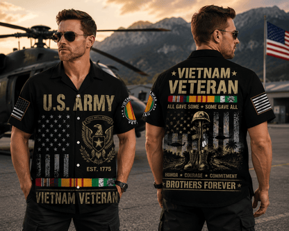 US Army Vietnam Veteran Hawaiian Shirt, Patriotic Military Aloha Shirt