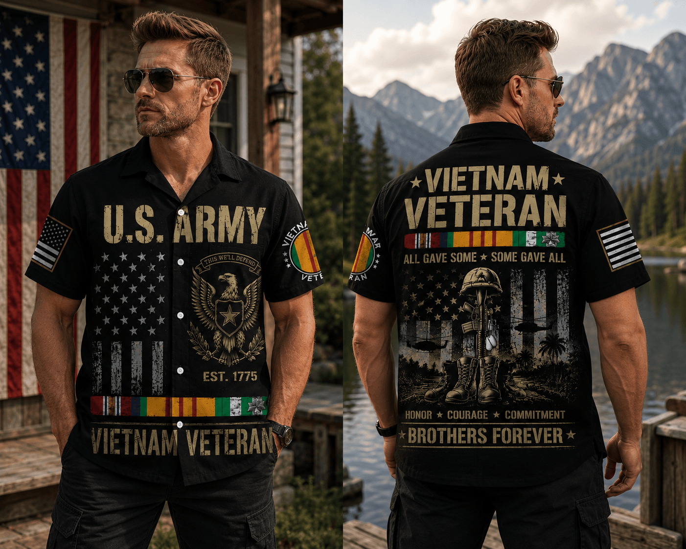 US Army Vietnam Veteran Hawaiian Shirt, Patriotic Military Aloha Shirt