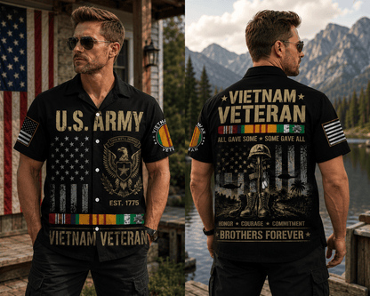 US Army Vietnam Veteran Hawaiian Shirt, Patriotic Military Aloha Shirt