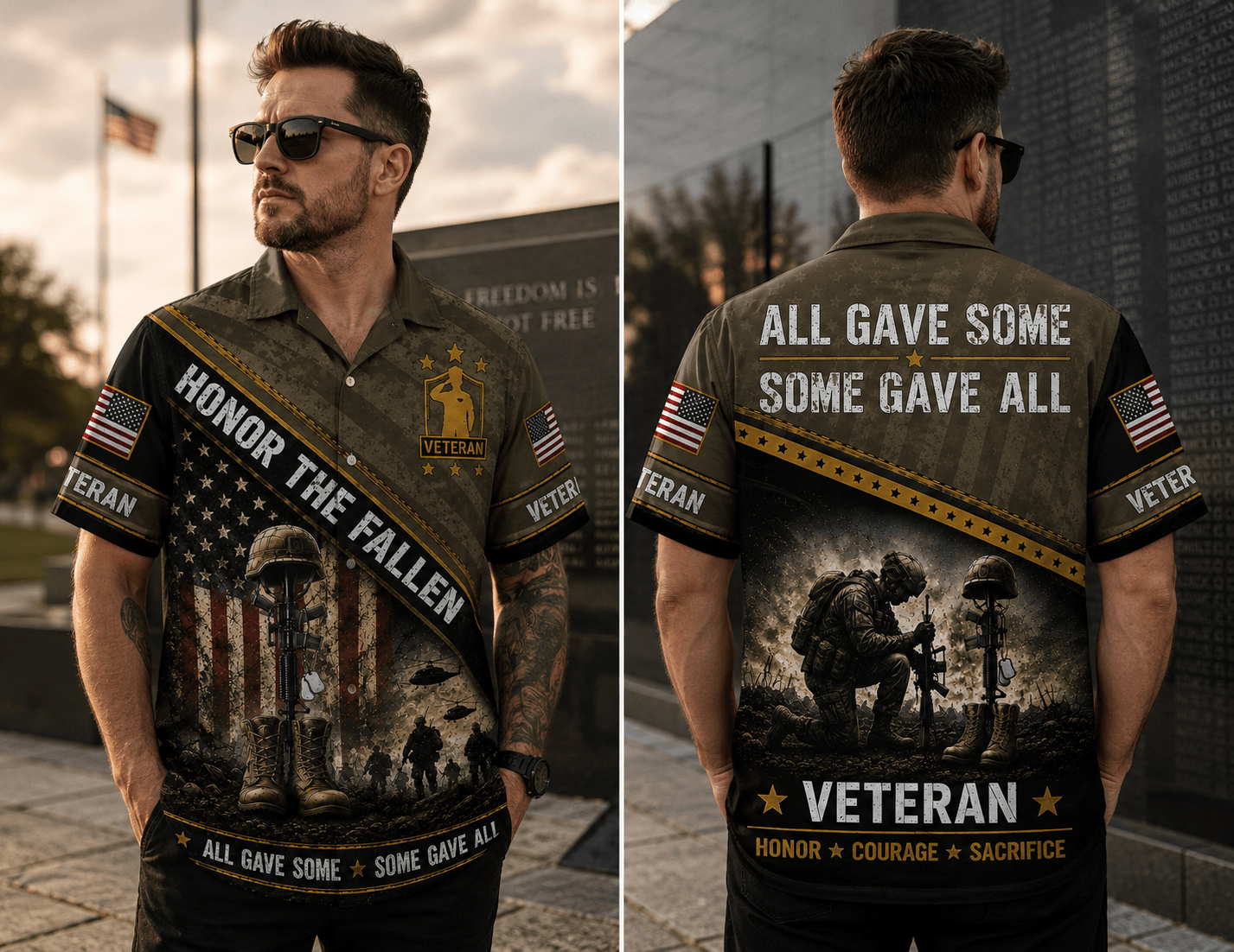 All Gave Some Some Gave All Hawaiian Shirt, Patriotic American Flag Veteran Shirt