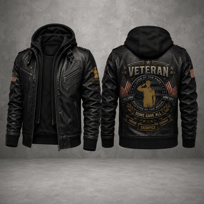 Proudly Served Veterans Leather Jacket For Men – Patriotic Military Leather Jacket