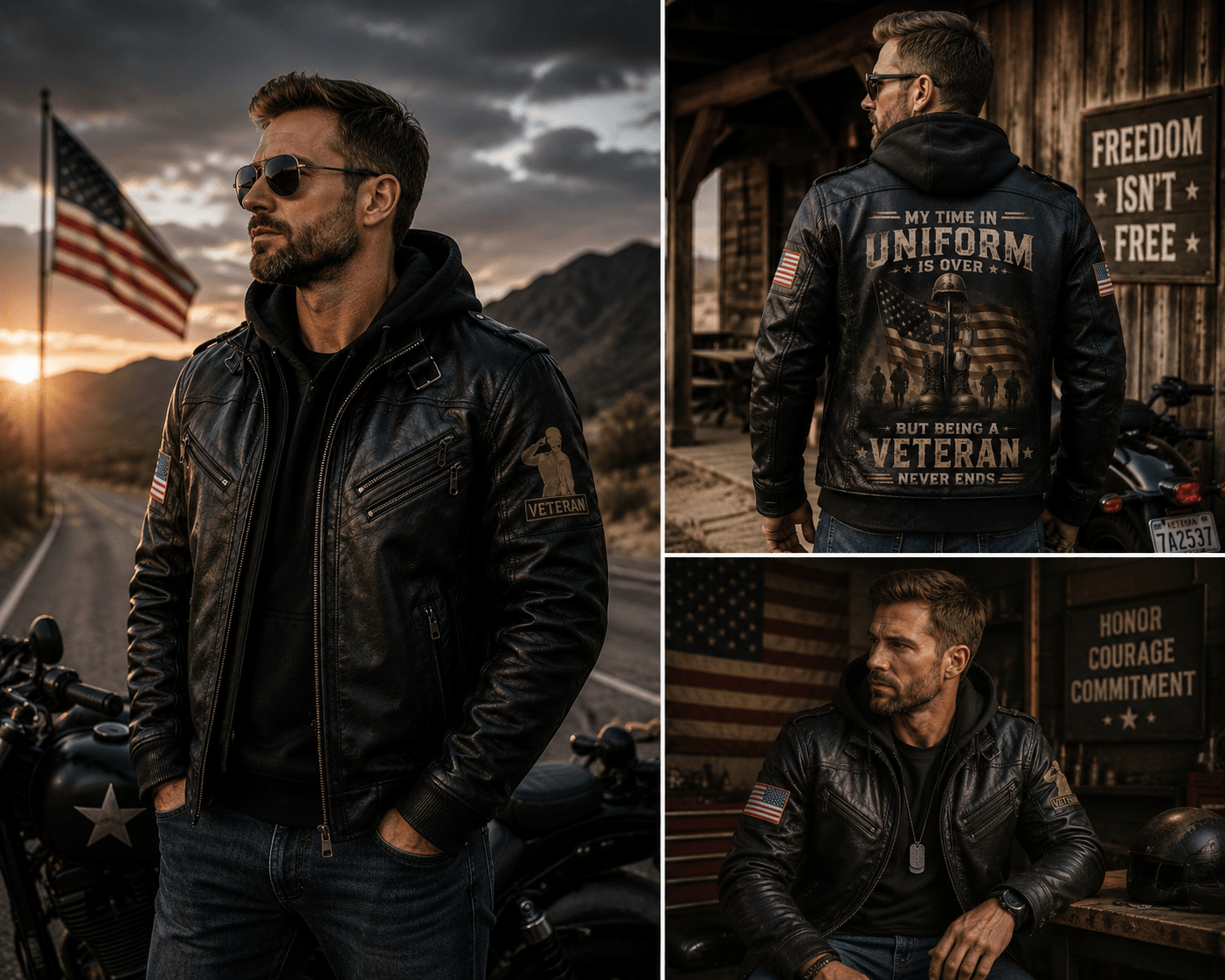 Being A Veteran Never Ends Leather Jacket For Men – Patriotic Military Leather Jacket