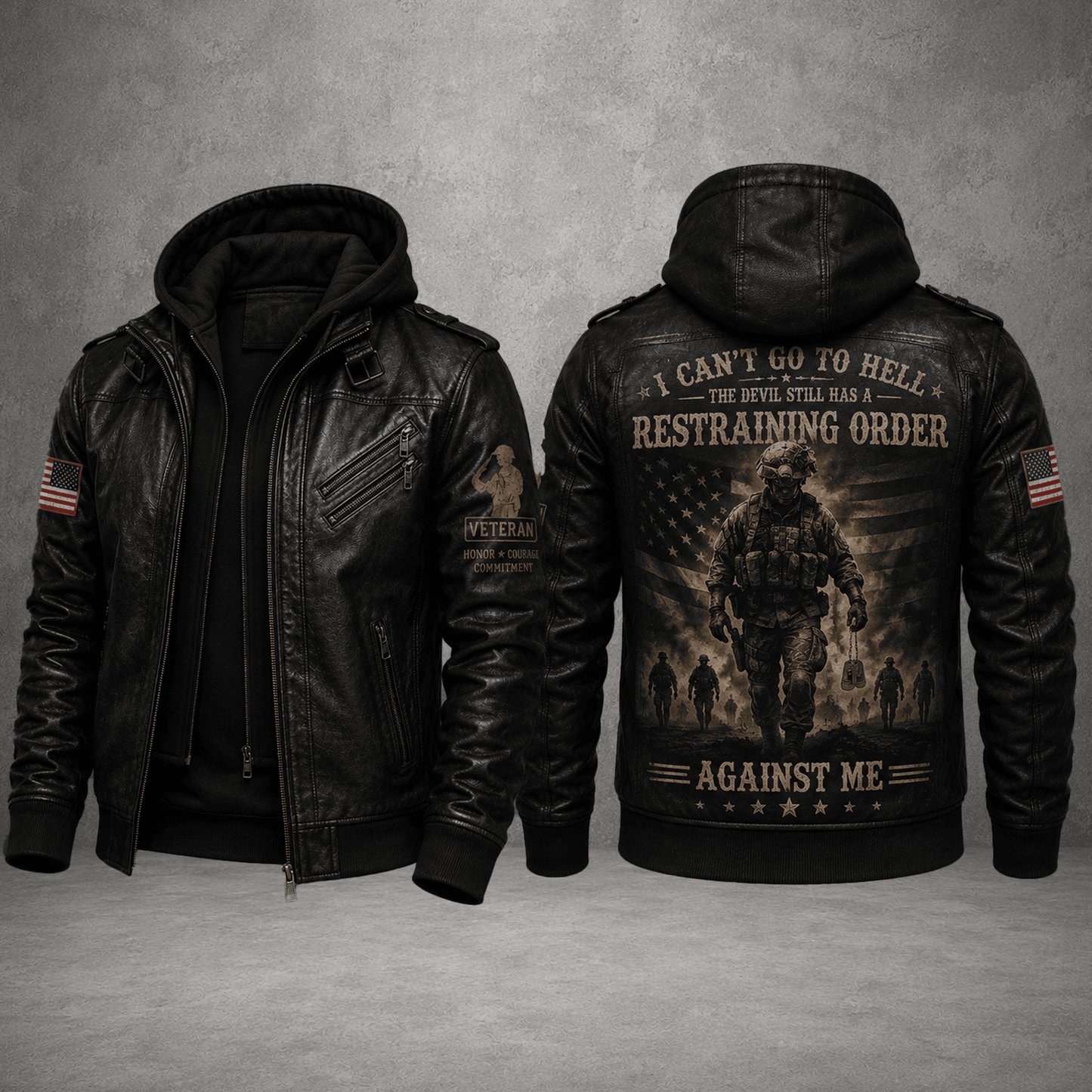 Veterans Leather Jacket For Men – Patriotic Military Leather Jacket
