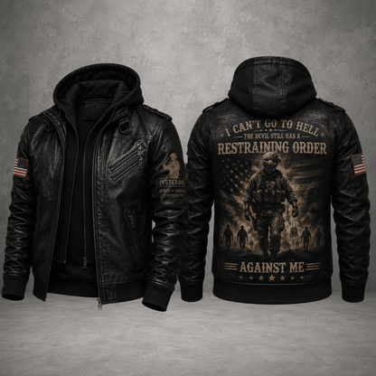 Veterans Leather Jacket For Men – Patriotic Military Leather Jacket