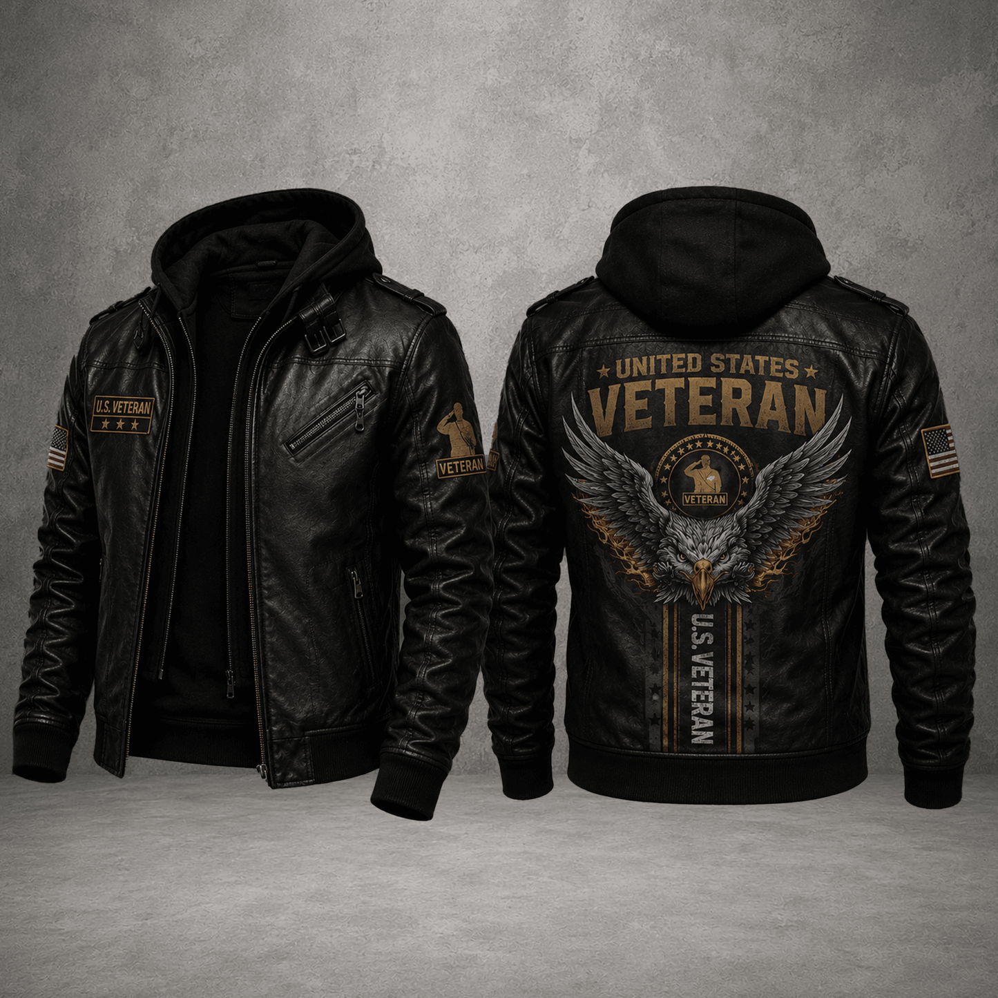 Veterans Day Leather Jacket – Military Leather Jacket With American Flag