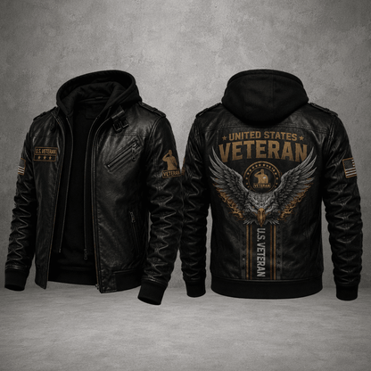 Veterans Day Leather Jacket – Military Leather Jacket With American Flag