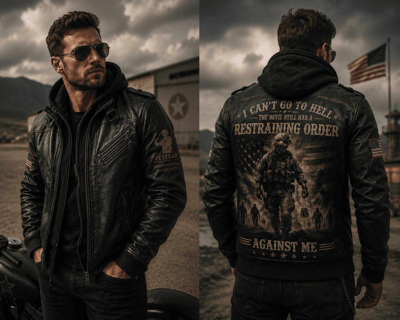 Veterans Leather Jacket For Men – Patriotic Military Leather Jacket