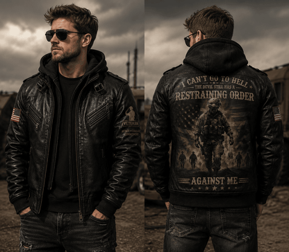 Veterans Leather Jacket For Men – Patriotic Military Leather Jacket