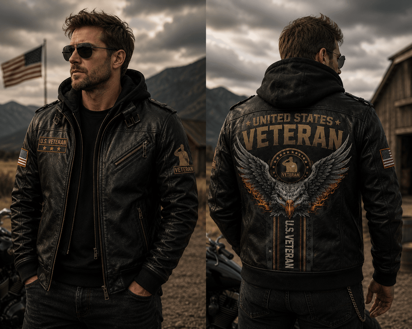 Veterans Day Leather Jacket – Military Leather Jacket With American Flag