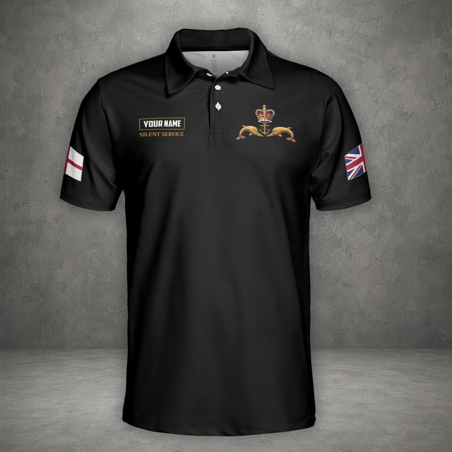 Custom Name United Kingdom Royal Navy Submarine Service Veteran Polo Shirt
