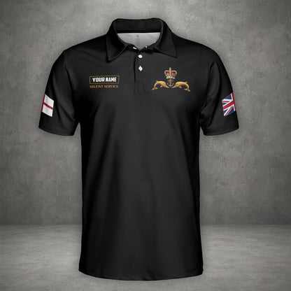 Custom Name United Kingdom Royal Navy Submarine Service Veteran Polo Shirt