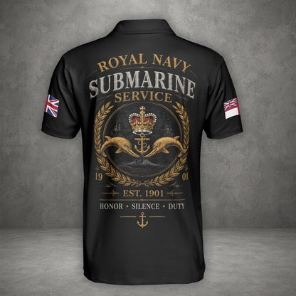 Custom Name United Kingdom Royal Navy Submarine Service Veteran Polo Shirt