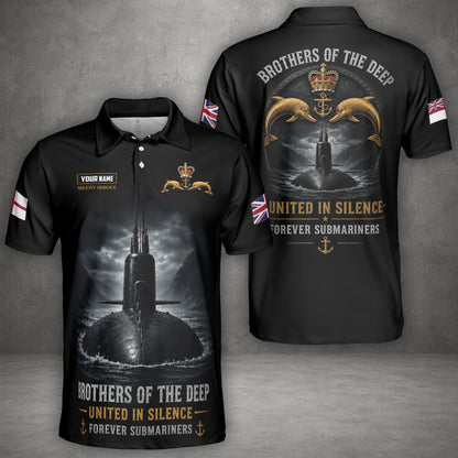 Custom Name United Kingdom Royal Navy Brothers Of The Deep Polo Shirt