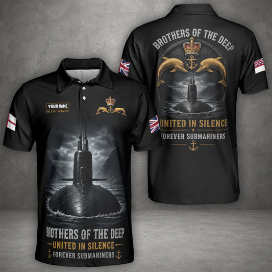 Custom Name United Kingdom Royal Navy Brothers Of The Deep Polo Shirt
