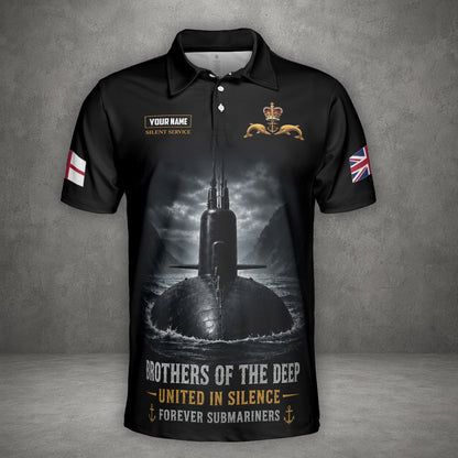 Custom Name United Kingdom Royal Navy Brothers Of The Deep Polo Shirt