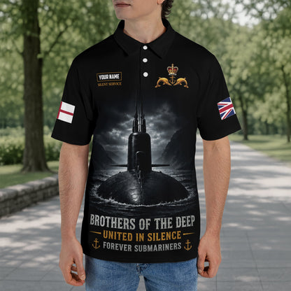 Custom Name United Kingdom Royal Navy Brothers Of The Deep Polo Shirt
