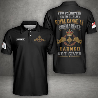 Custom Name Royal Canadian Submariner Veteran Polo Shirt