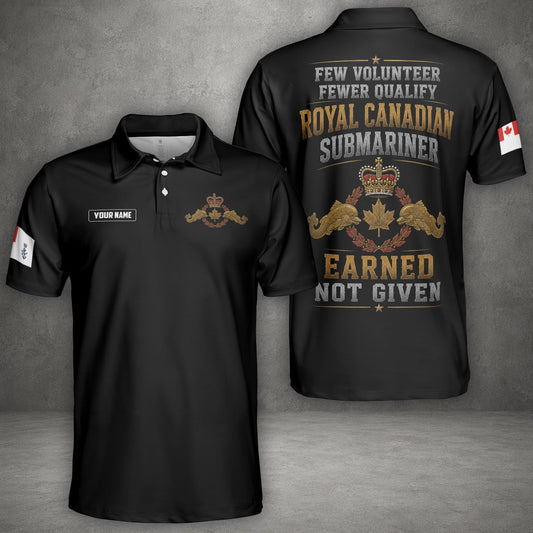 Custom Name Royal Canadian Submariner Veteran Polo Shirt