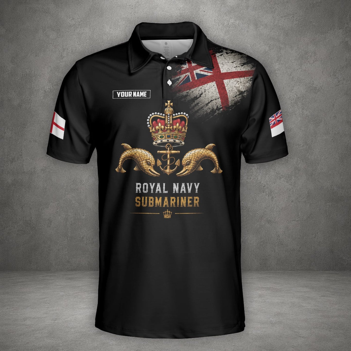 Custom Name United Kingdom Royal Navy Submariner Brothers Below Guardians Above Polo Shirt